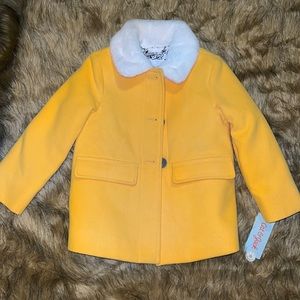 COPY - Toddler girls vibrant yellow coat with three buttons and white collar